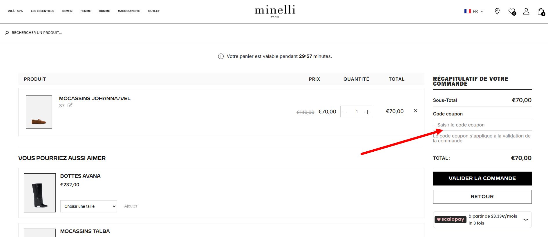 “Comment activer un code promo Minelli”