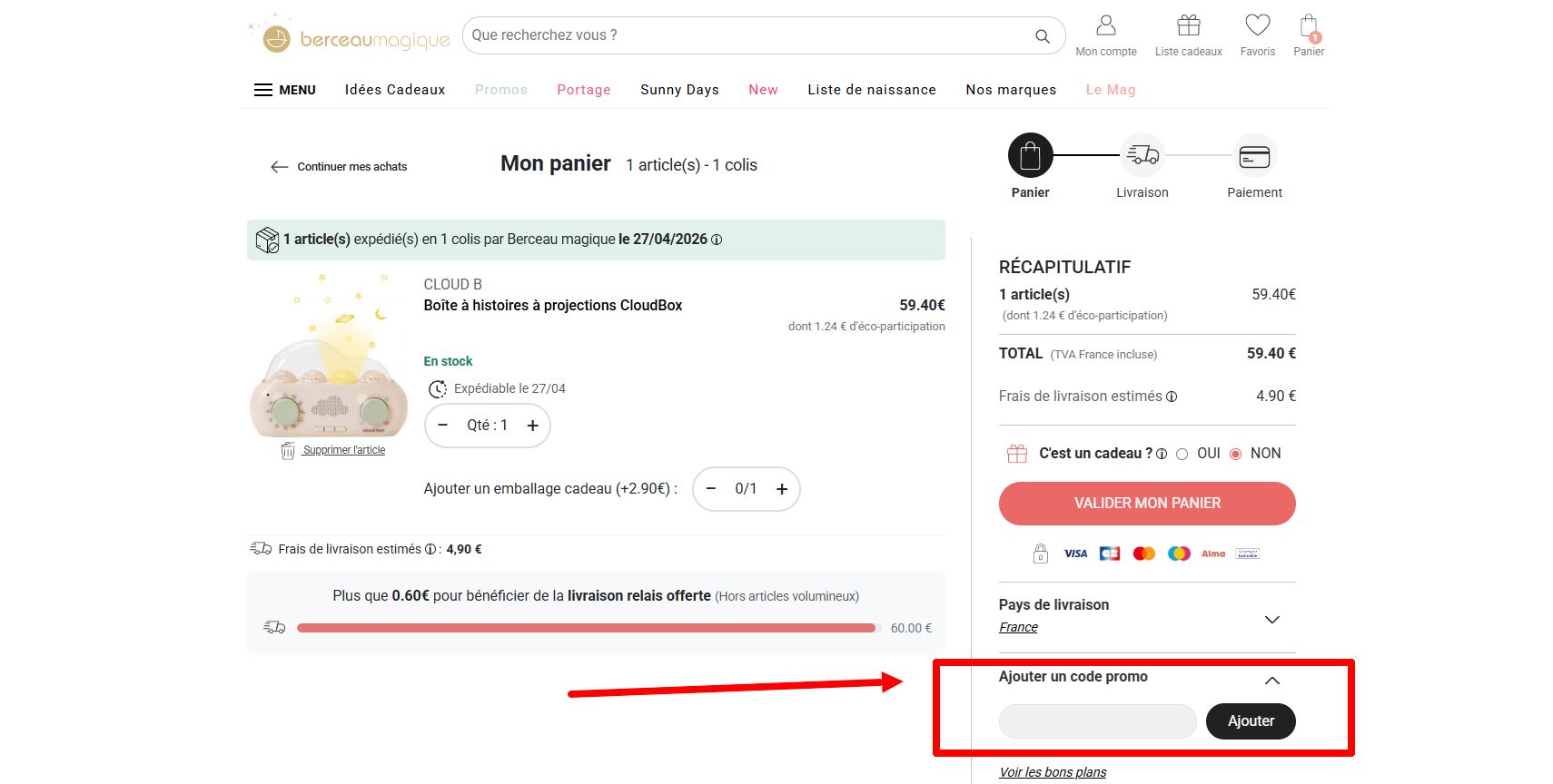 “Comment activer un code promo Berceau Magique”