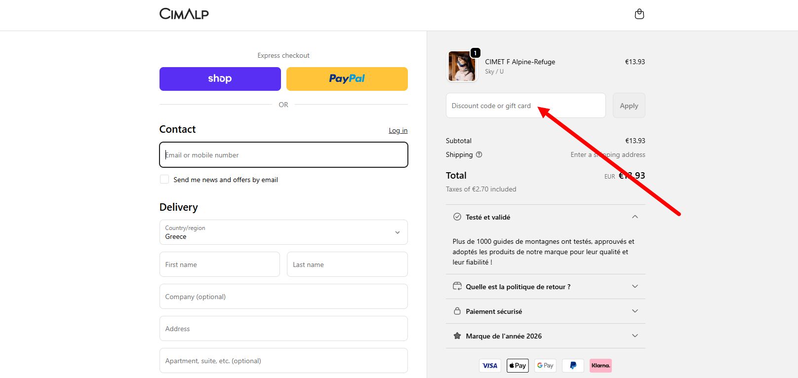 “Comment activer un code promo Cimalp”