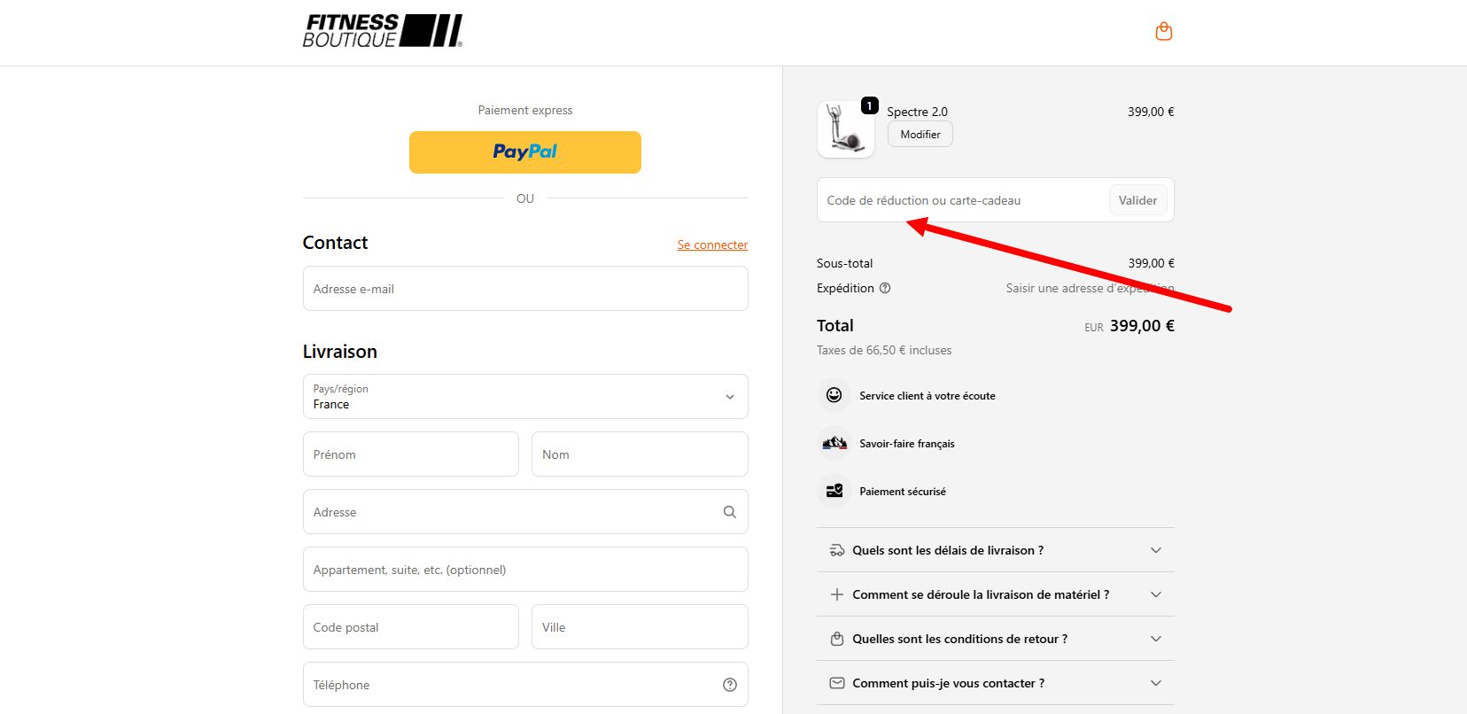 “Comment activer un code promo Fitness Boutique”