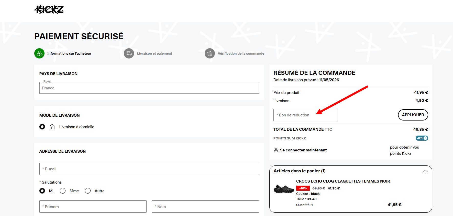 “Comment activer un code promo KICKZ”