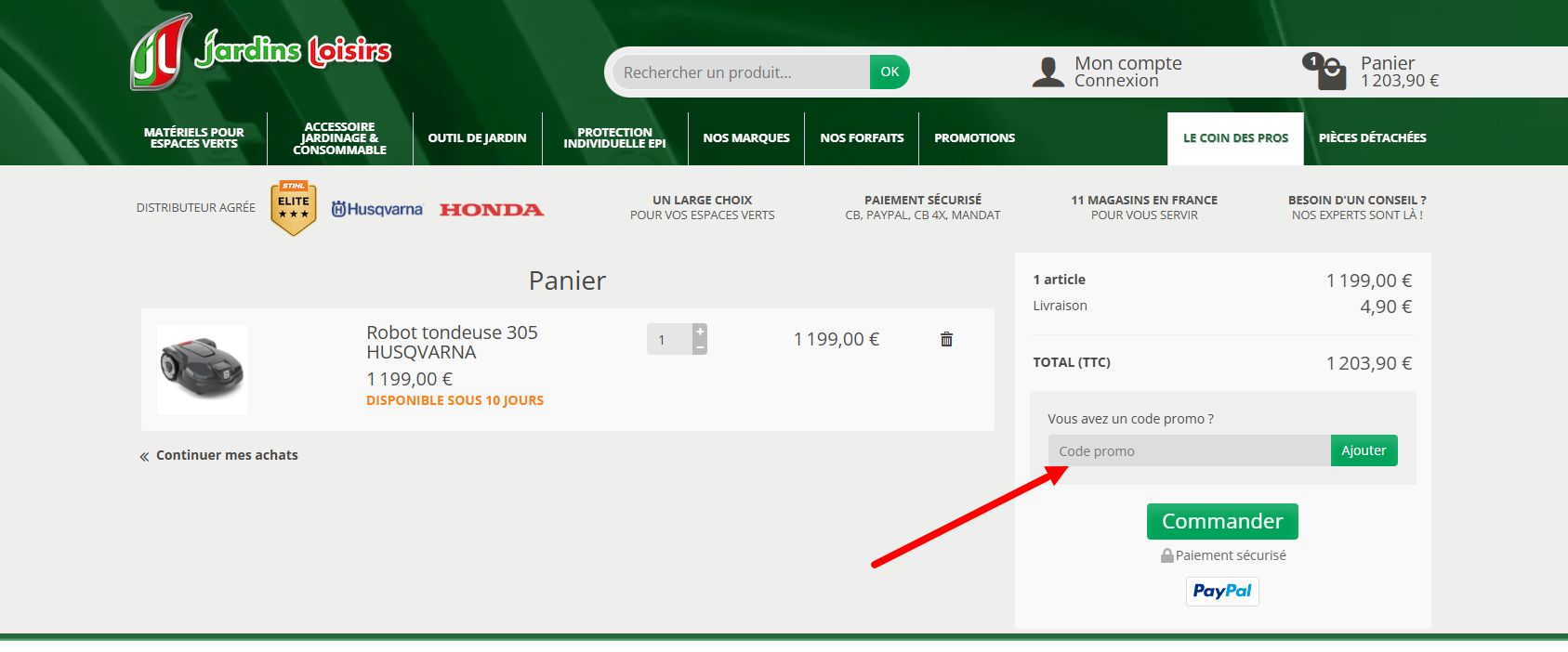 “Comment activer un code promo Jardins-Loisirs”