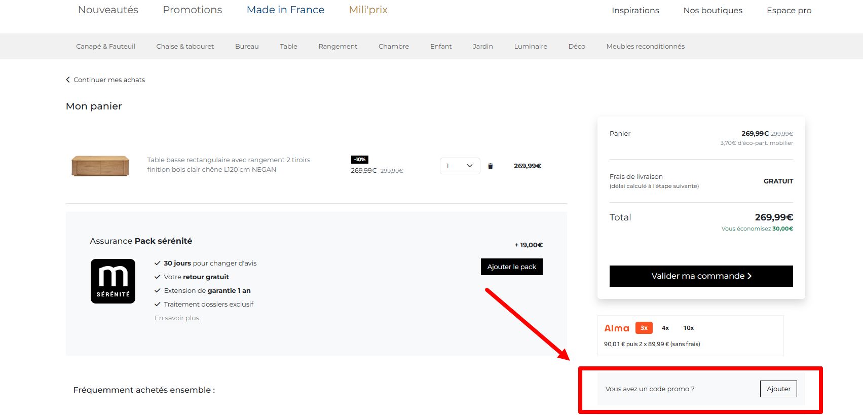 “Comment activer un code promo Miliboo”