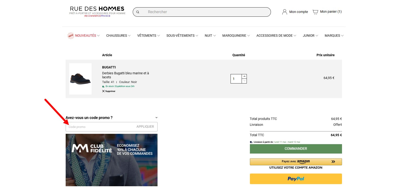 “Comment activer un code promo Rue des Hommes”