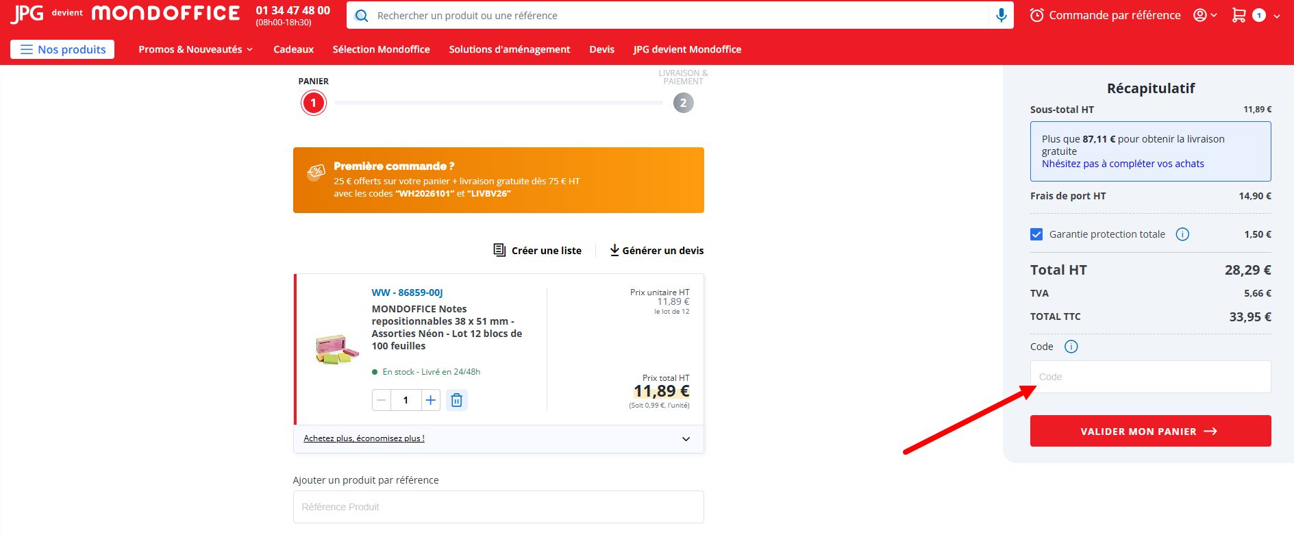 “Comment activer un code promo JPG”