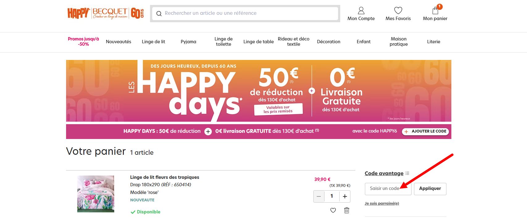 “Comment activer un code promo Becquet”