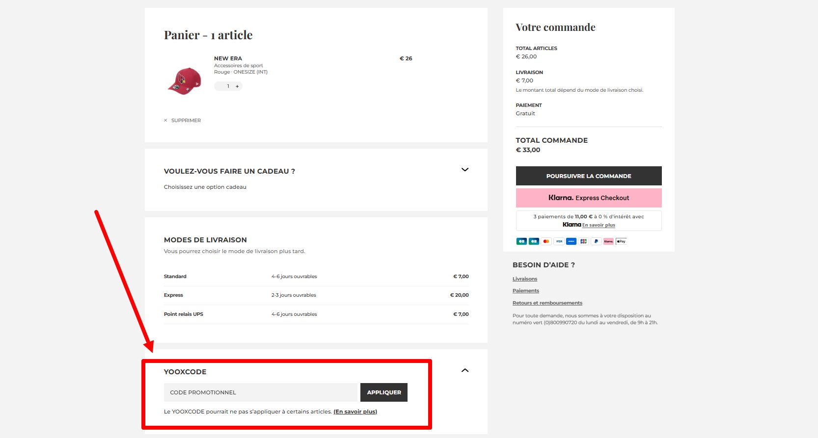 “Comment activer un code promo YOOX”