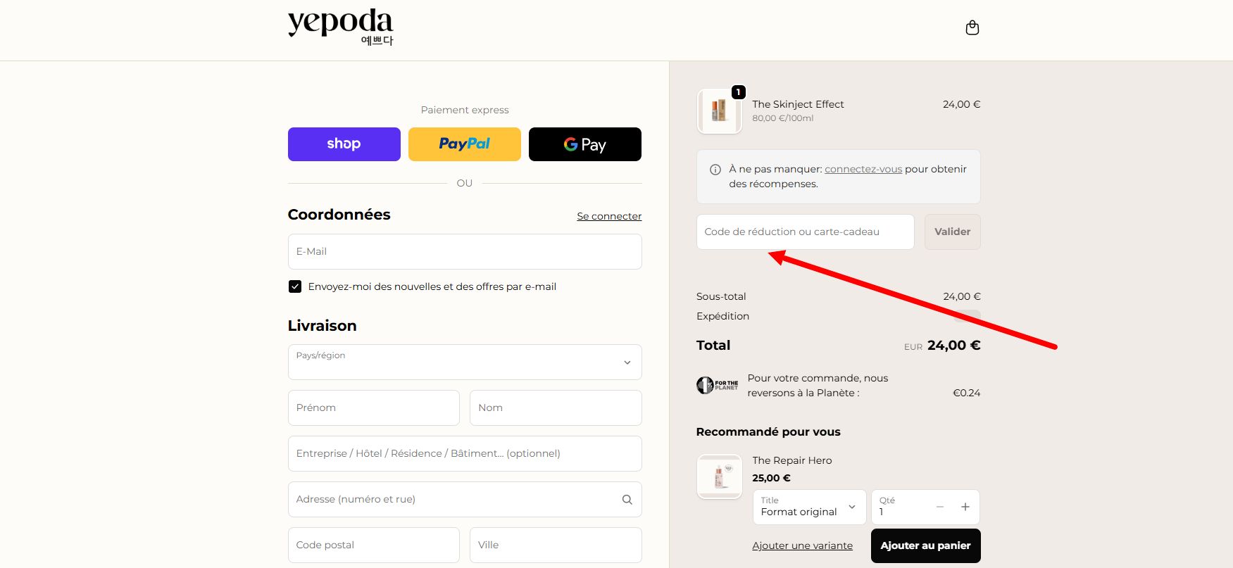 “Comment activer un code promo Yepoda”