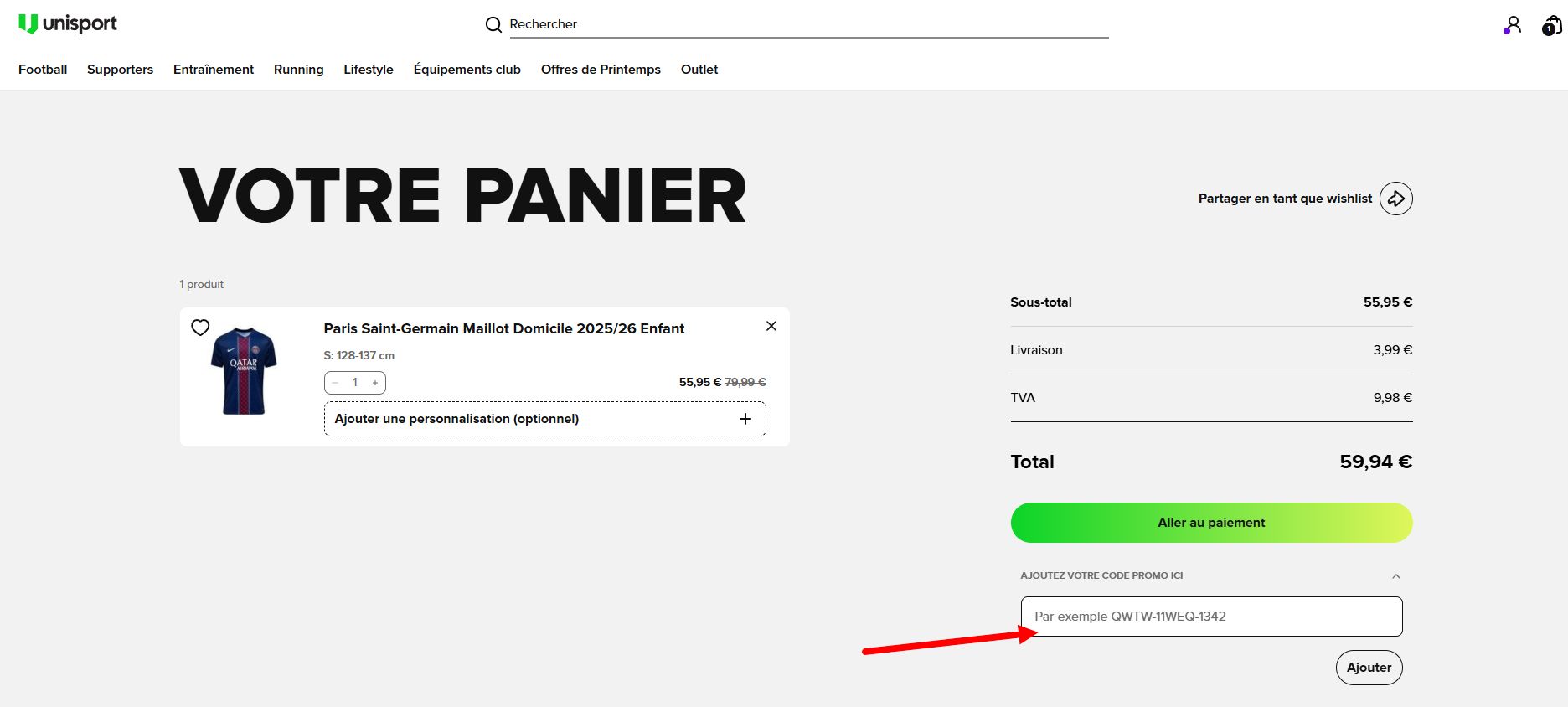 “Comment activer un code promo Unisport”