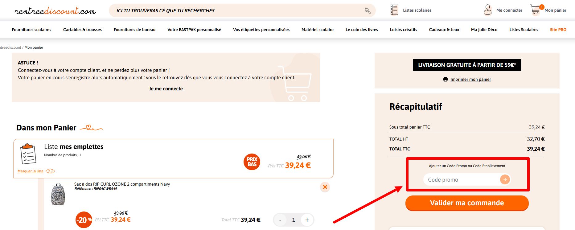 “Comment activer un code promo Rentreediscount”