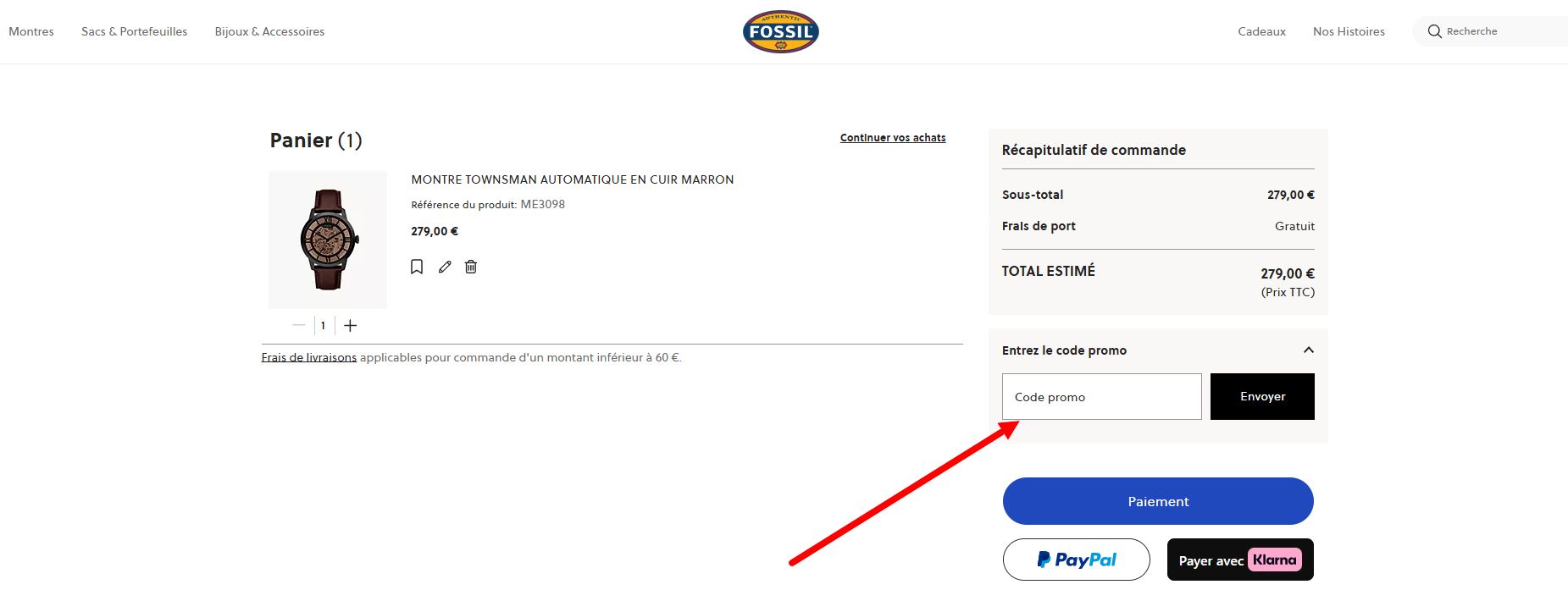 “Comment activer un code promo Fossil”