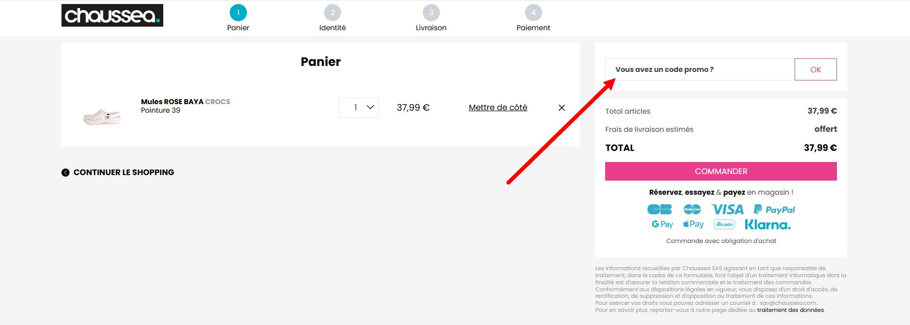 “Comment utiliser un code promo Chaussea”