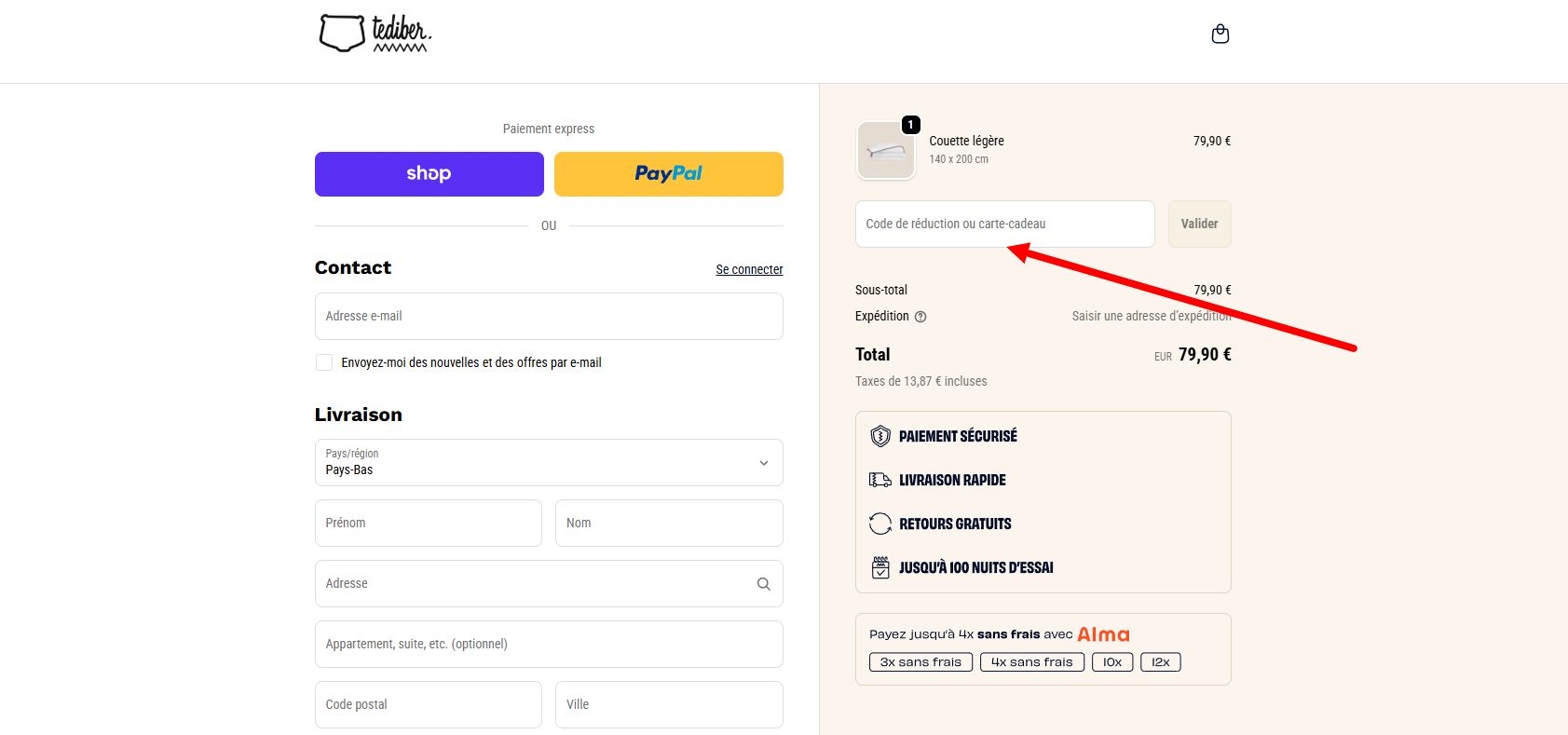 “Comment activer un code promo Tediber”