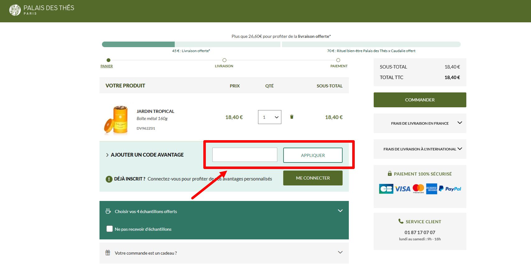 “Comment activer un code promo Palais des Thés”