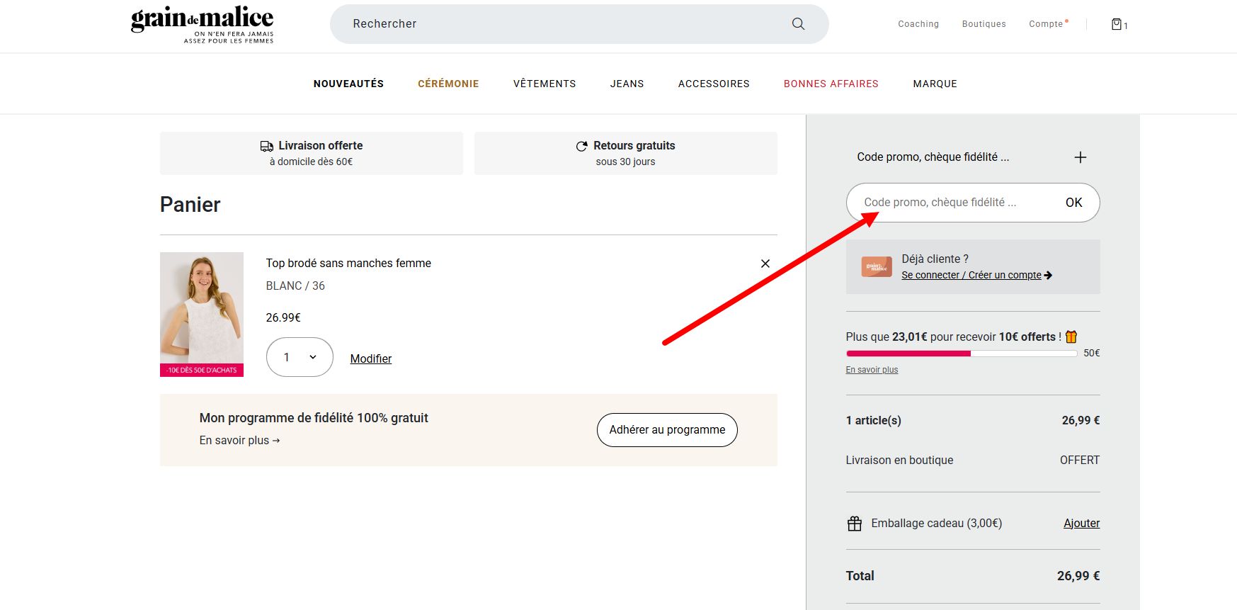 “Comment activer un code promo Grain de Malice”
