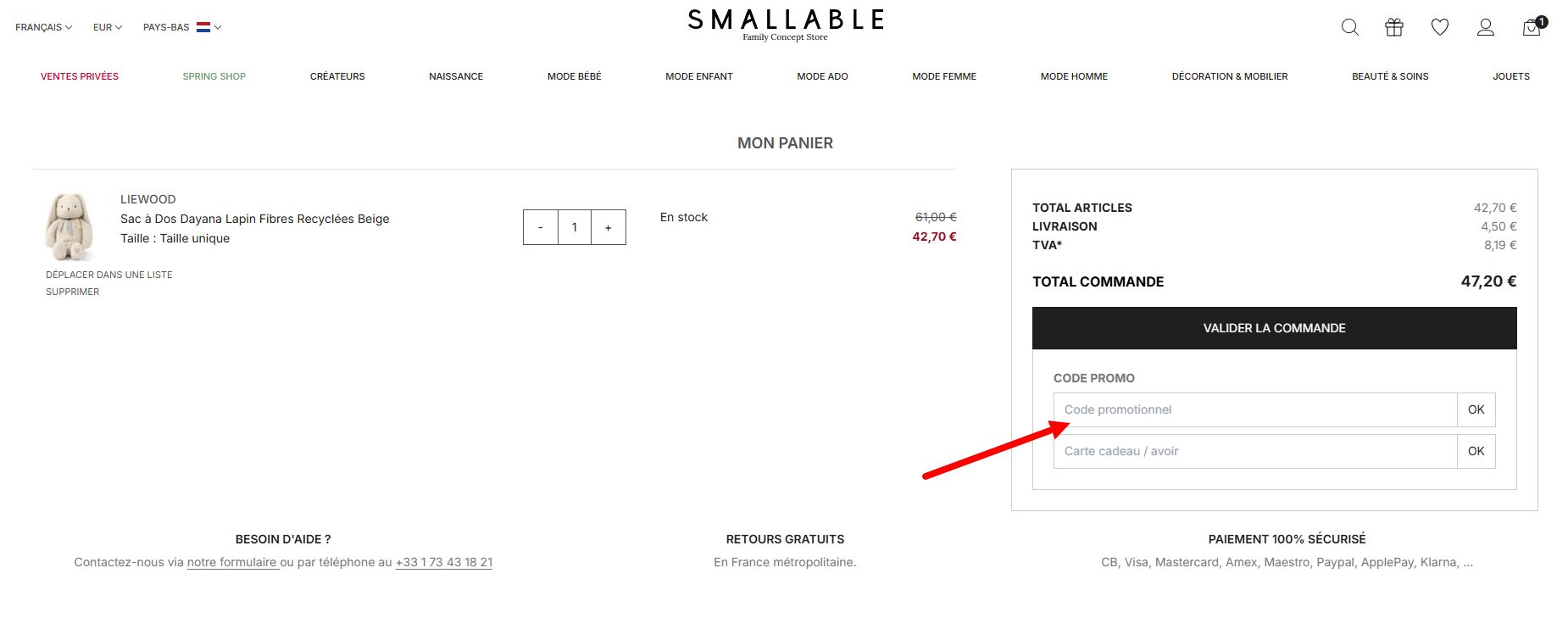 “Comment activer un code promo Smallable”