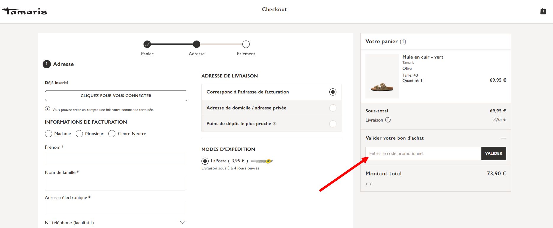 “Comment activer un code promo Tamaris”