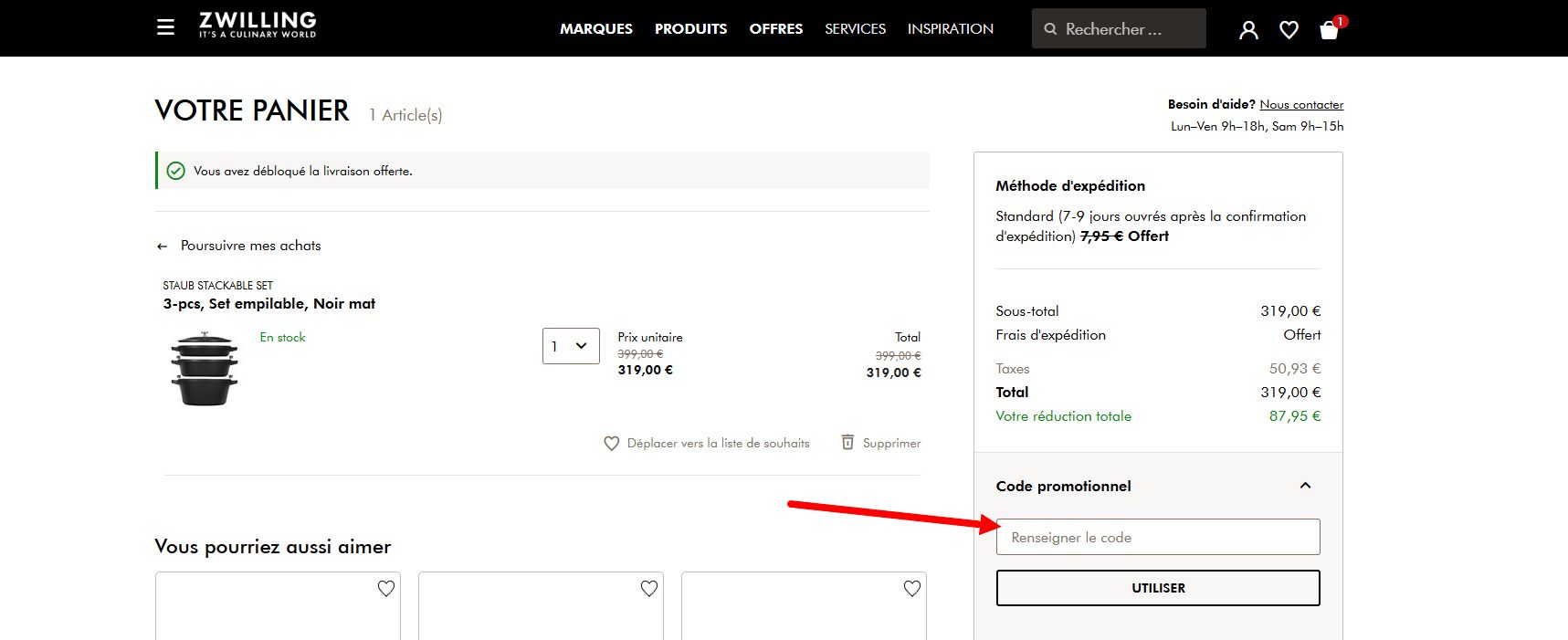 “Comment activer un code promo ZWILLING”
