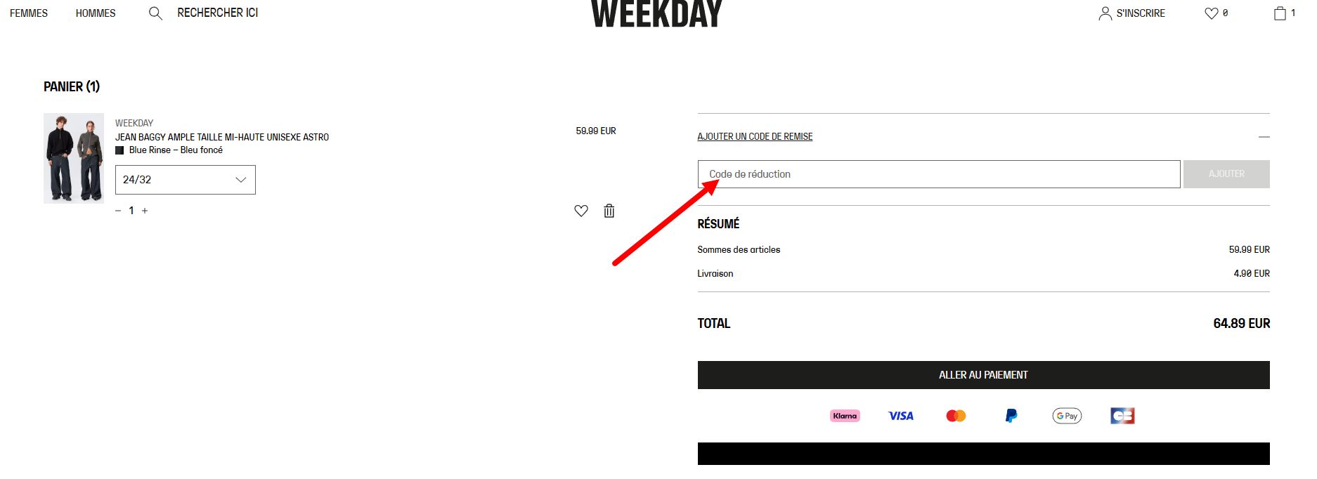 “Comment activer un code promo Weekday”