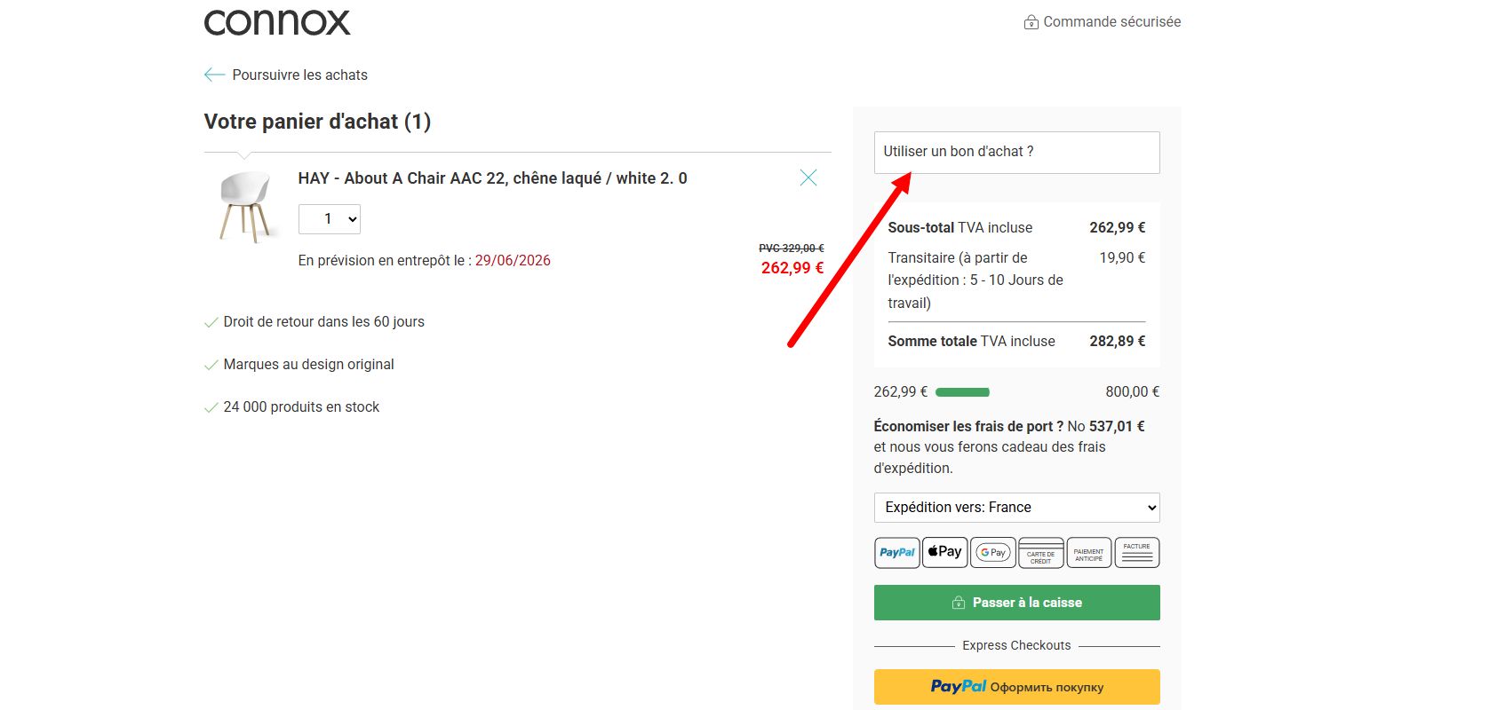 “Comment activer un code promo Connox”