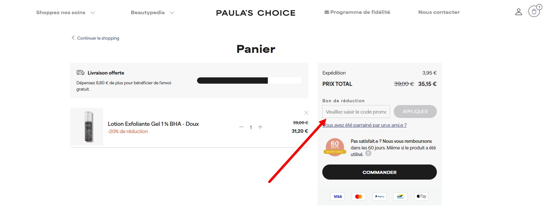 “Comment activer un code promo Paula's Choice”