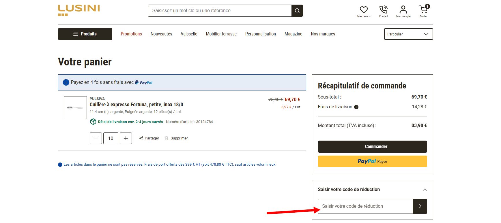 “Comment activer un code promo Lusini”