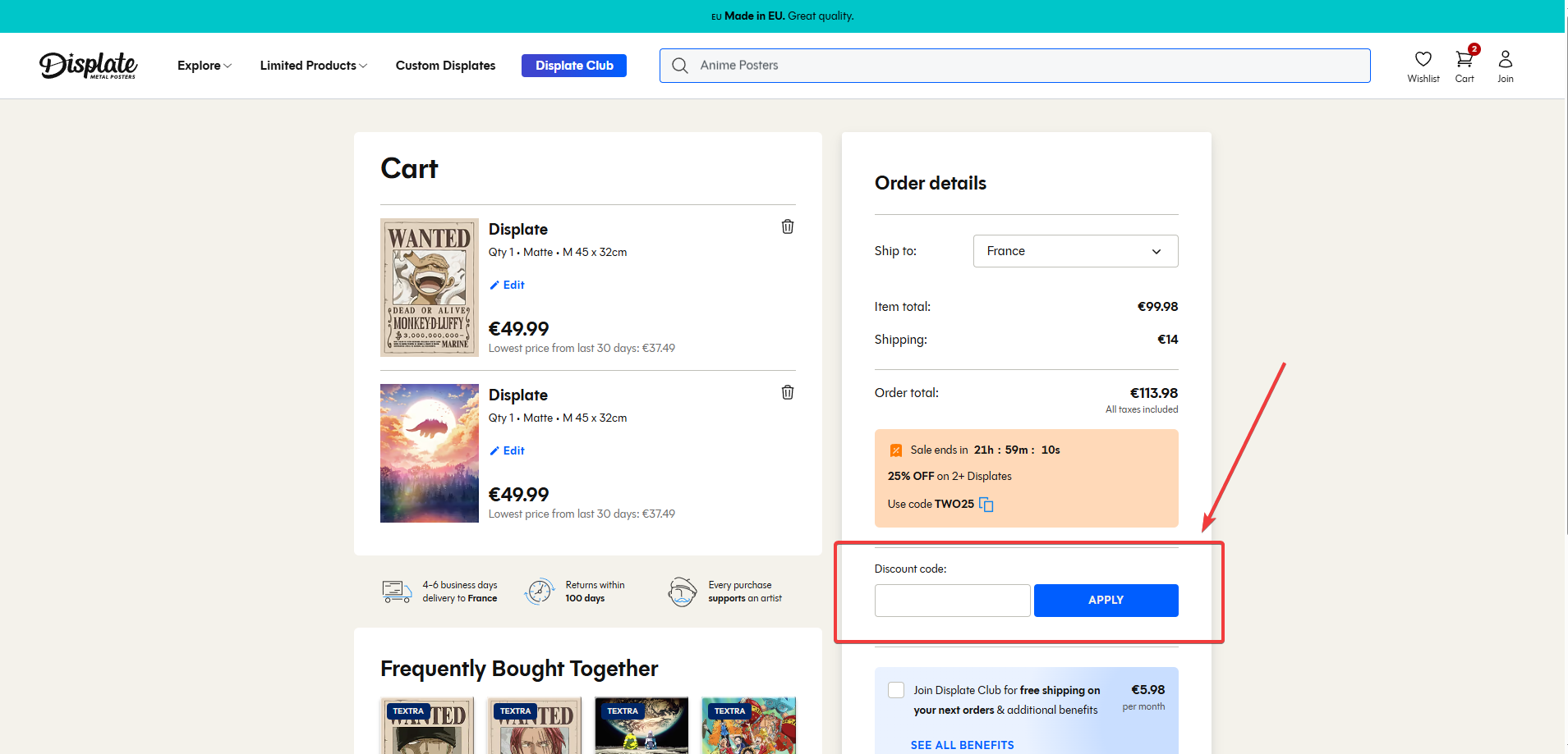 “Comment activer un code promo Displate”