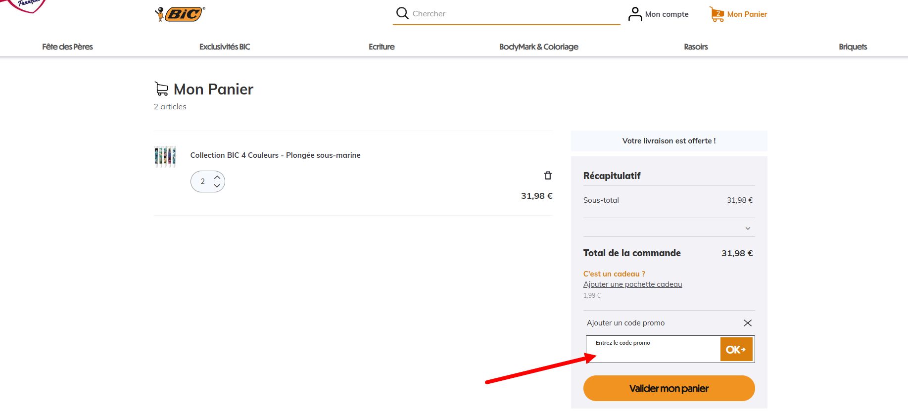 “Comment activer un code promo BIC”