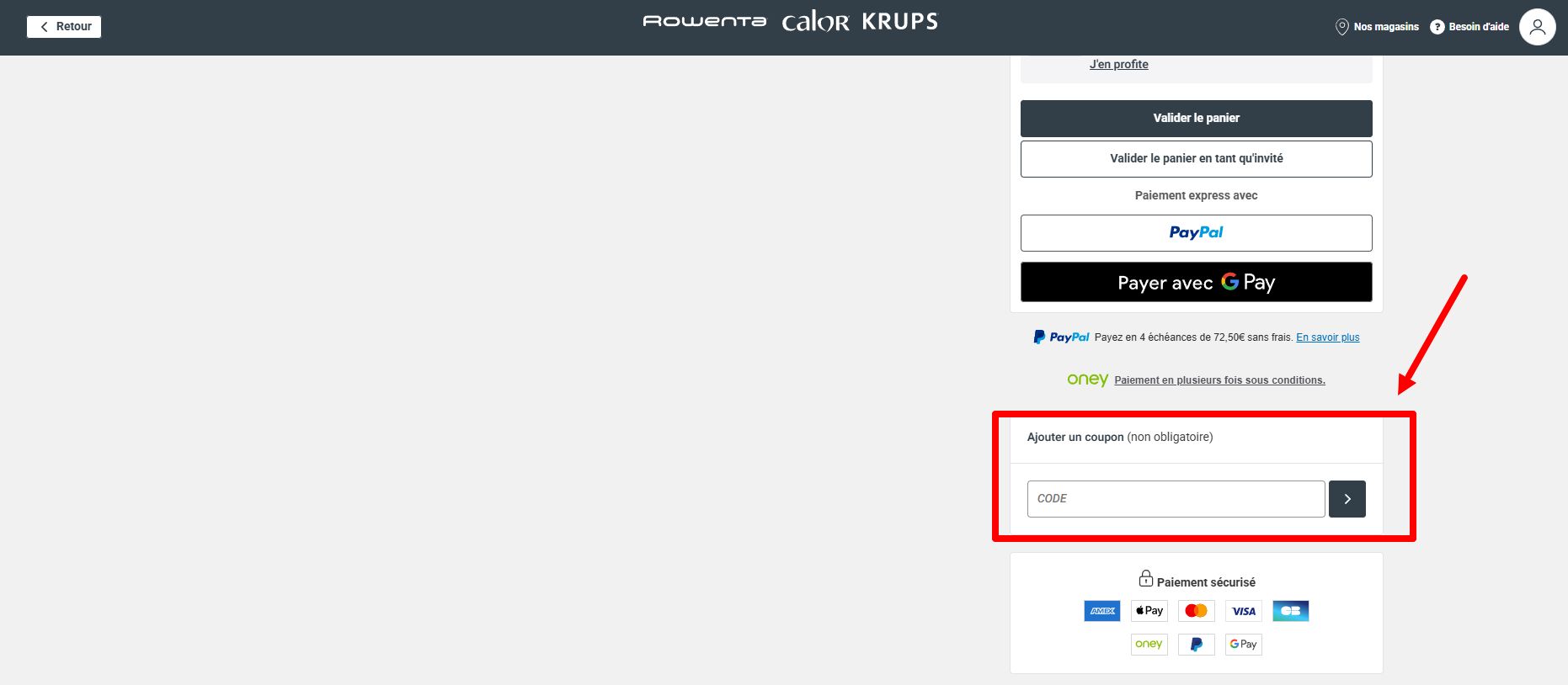 “Comment activer un code promo Rowenta”
