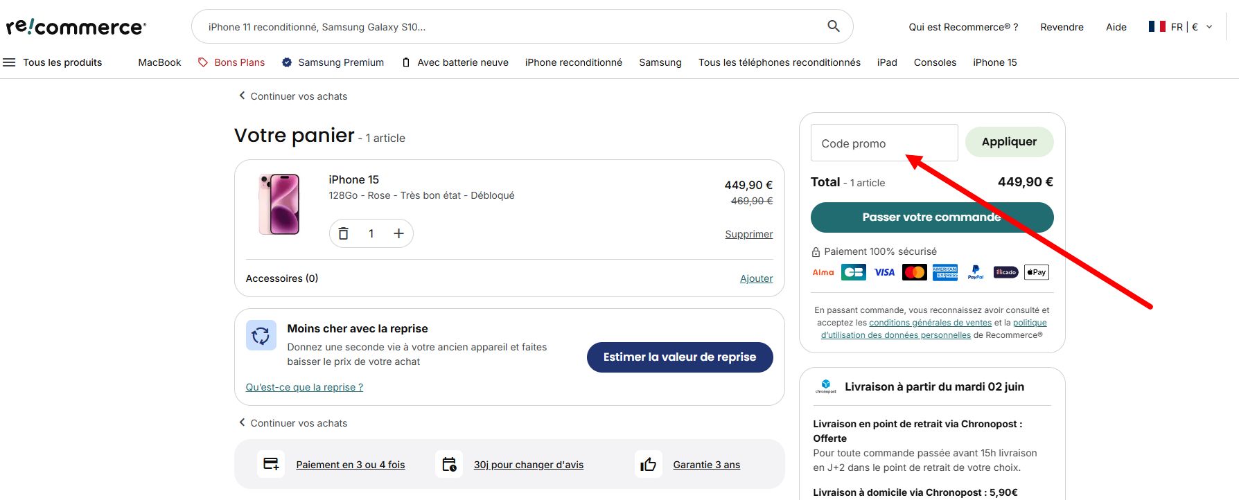 “Comment activer un code promo Recommerce”