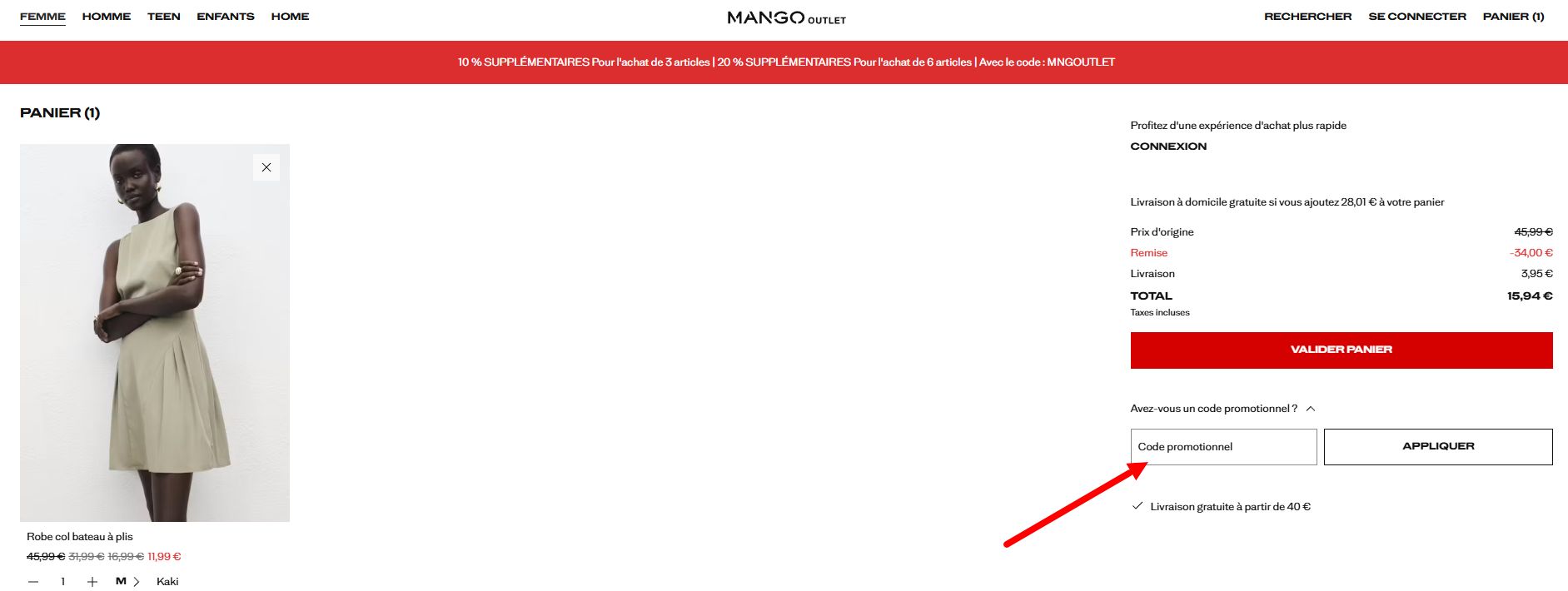 “Comment activer un code promo Mango Outlet”