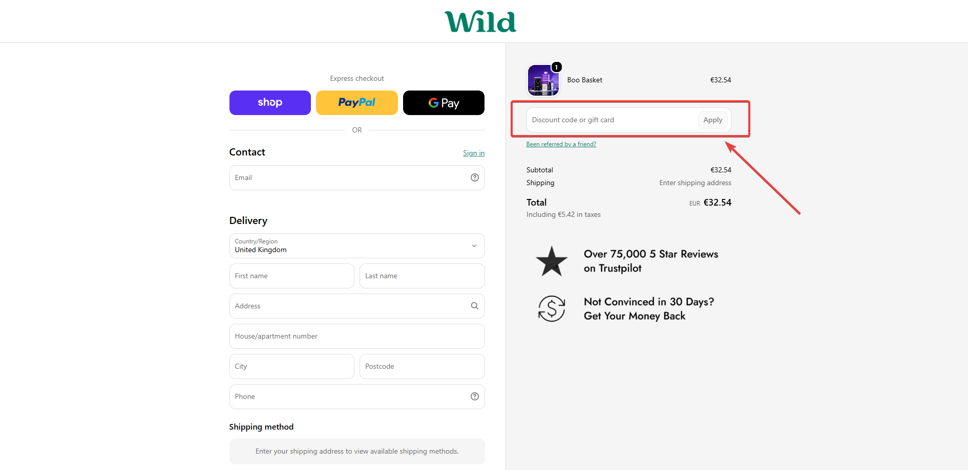 code promo Wild