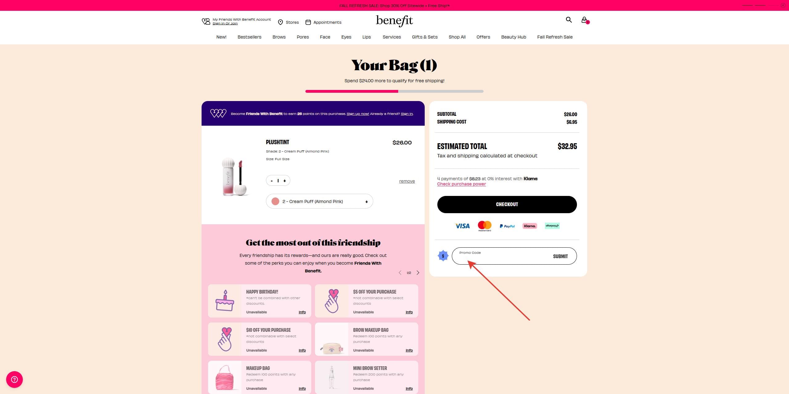 code promo Benefit