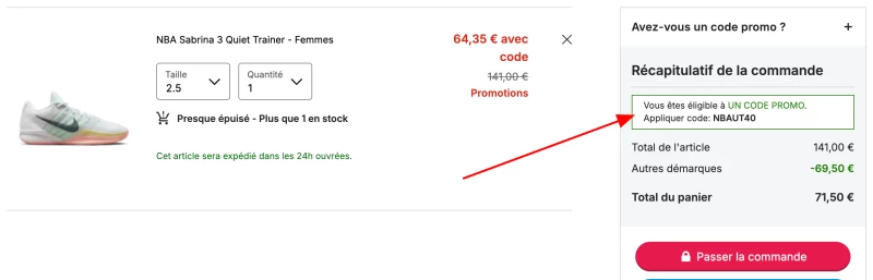 code promo NBA Store