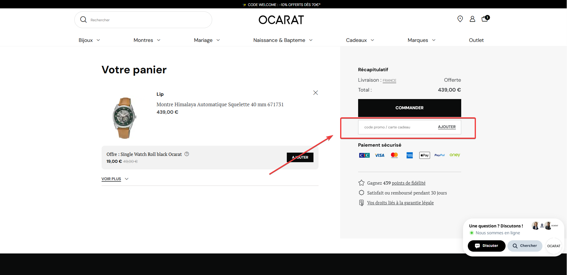 code promo Ocarat