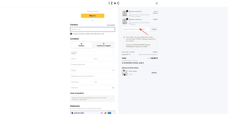 code promo Izac