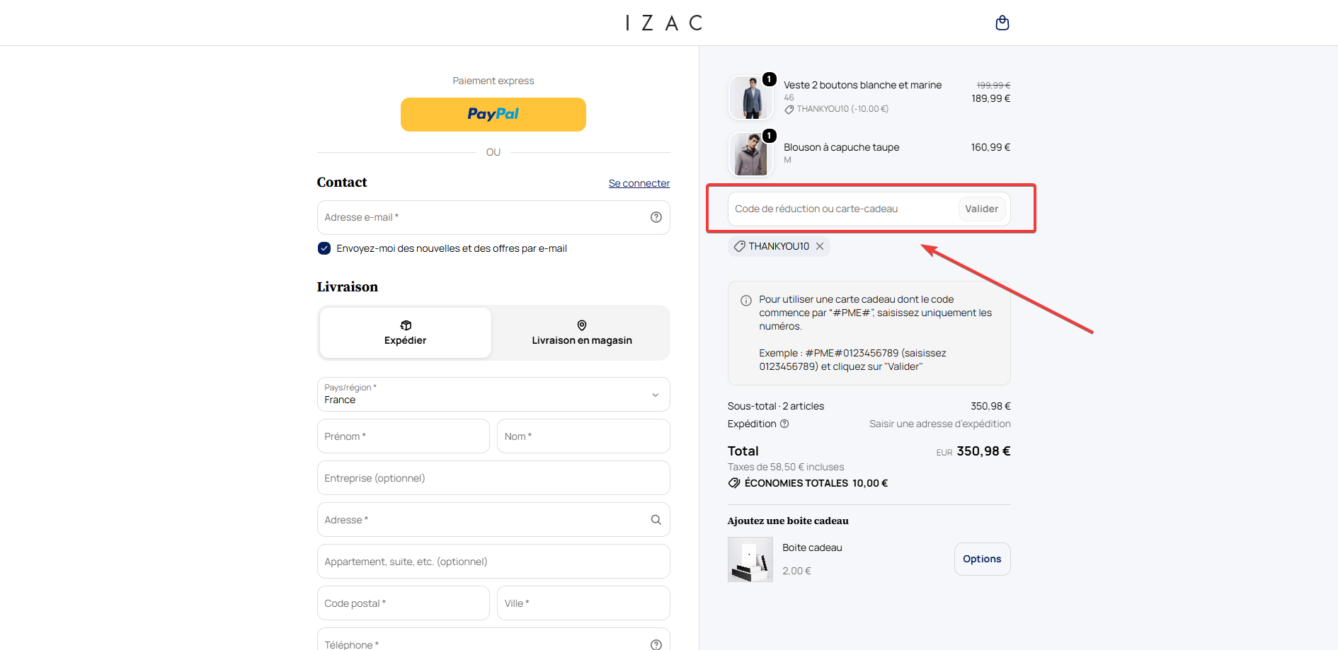 code promo Izac