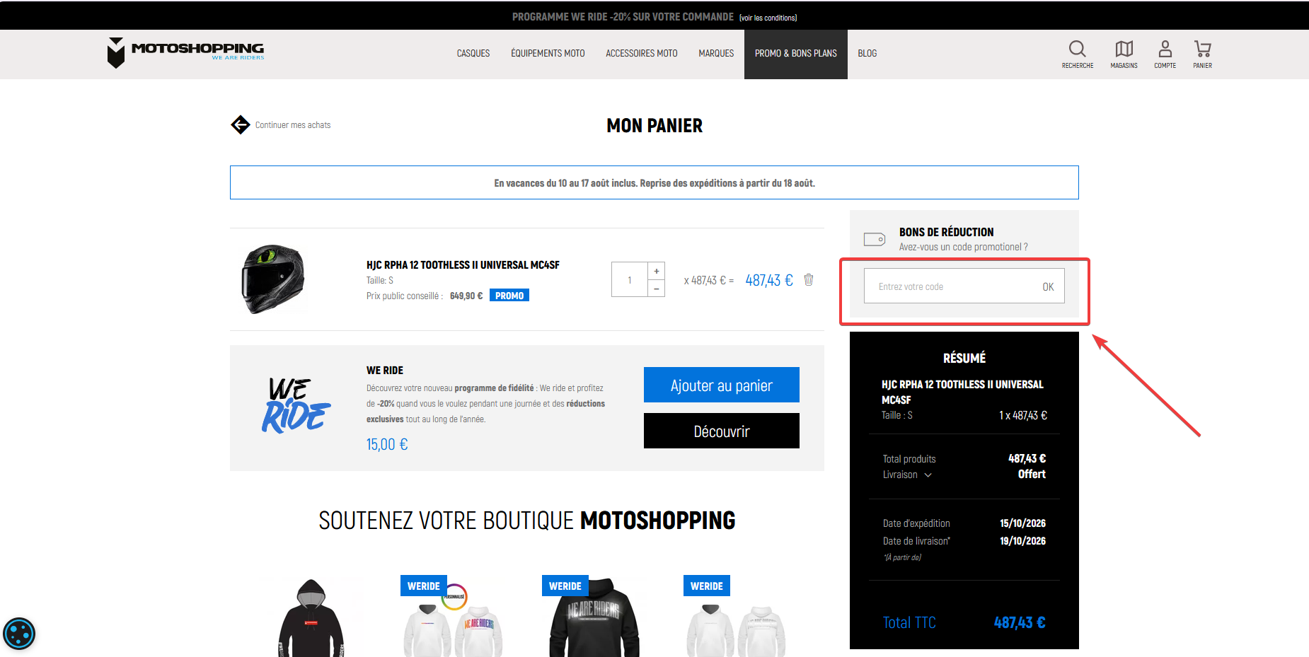 code promo Motoshopping