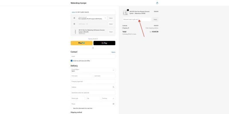 code promo Waterdrop Filter