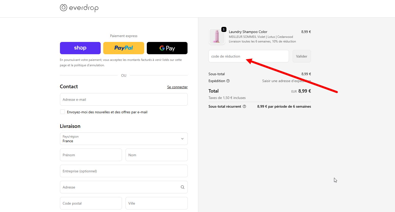 code promo Everdrop