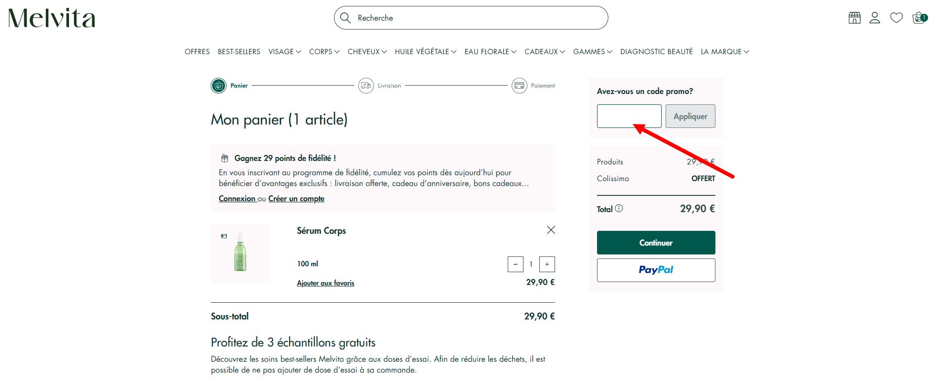 “Comment activer un code promo Melvita”