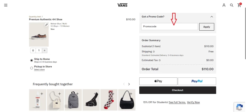 code promo Vans