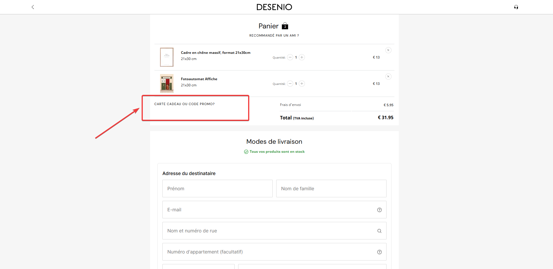 code promo DESENIO