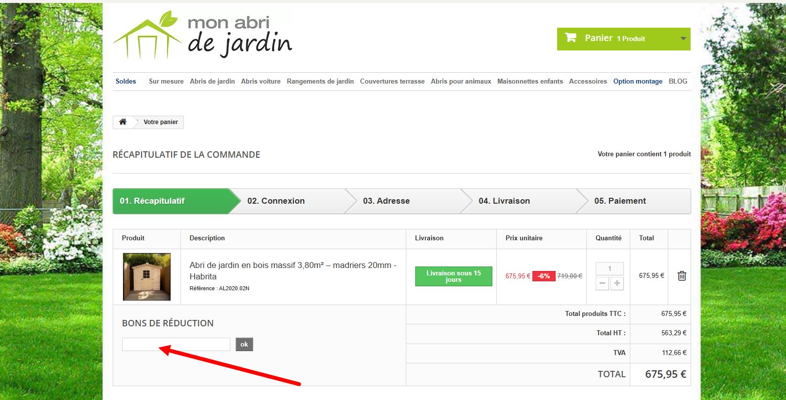 code promo Mon abri de jardin