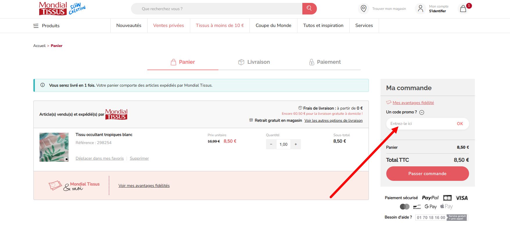 “Comment activer un code promo Mondial Tissus”