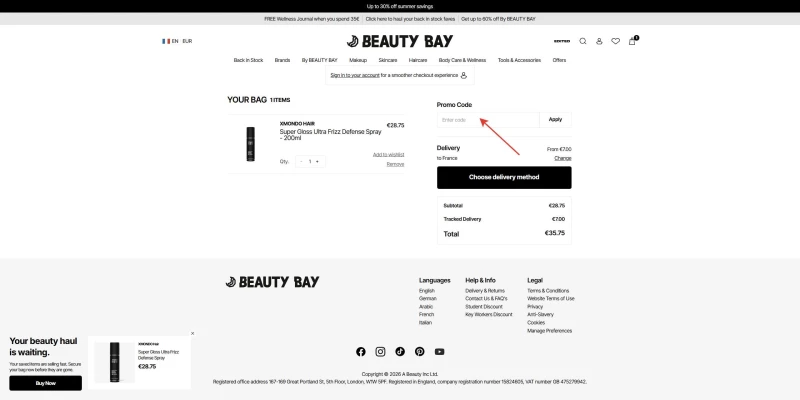 code promo Beauty Bay