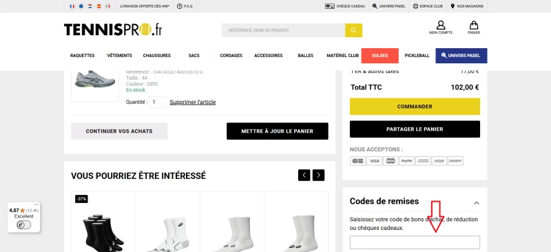 code promo Tennis Pro
