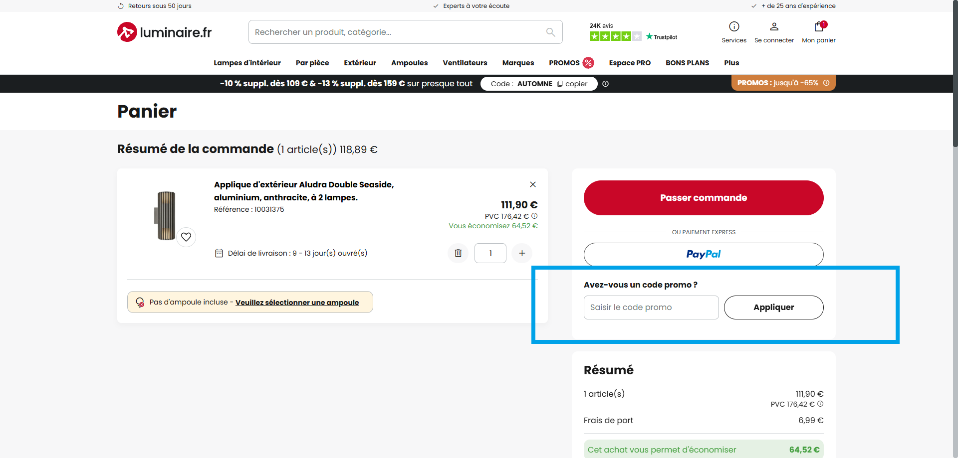 code promo Luminaire.fr