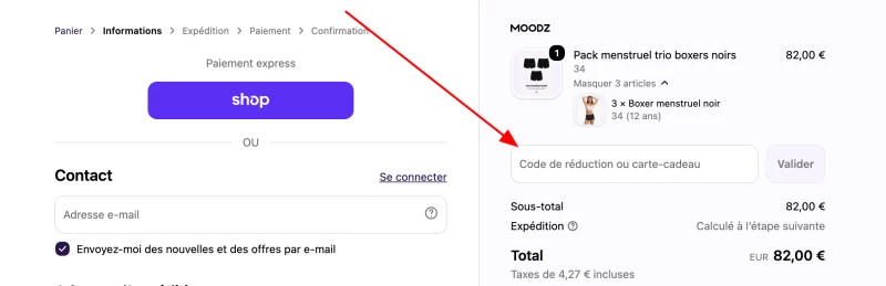 code promo MOODZ