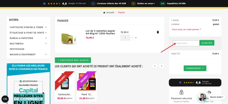code promo 123 consommables
